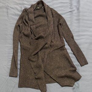 Tahari Metallic Brown Cardigan